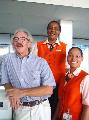 Sjoerd and the BonairExel girls in Flamingo Airport