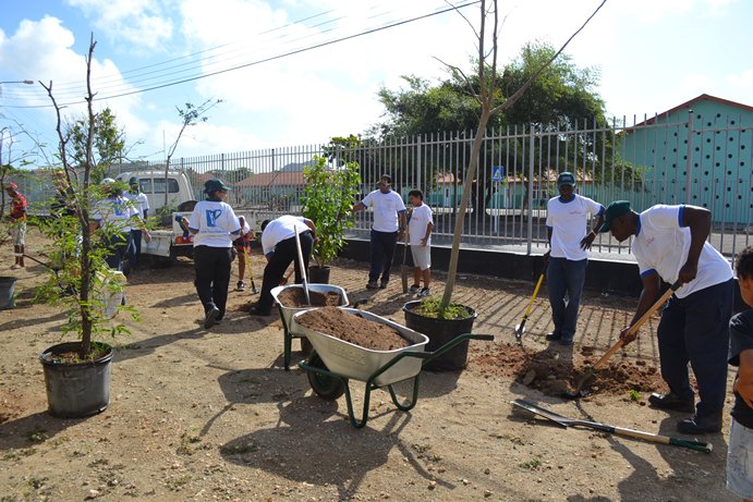 Planting fruit and vegetable trees at Fatima College.JPG